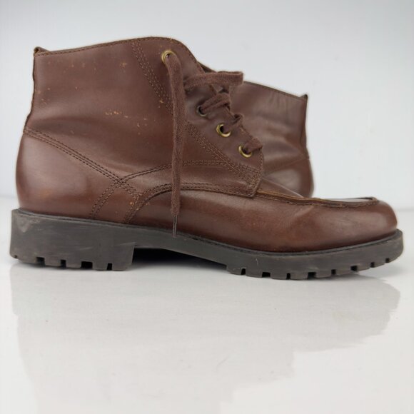 COLORADO Brown Leather Moc-Toe Lug Sole Lace‎ Up Ankle Boots Size 7M - Picture 6 of 10